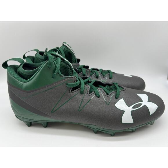 Under Armour Nitro Mid Green Black Men's Football Cleats 1290962 055 Size 12 NEW - Picture 1 of 12